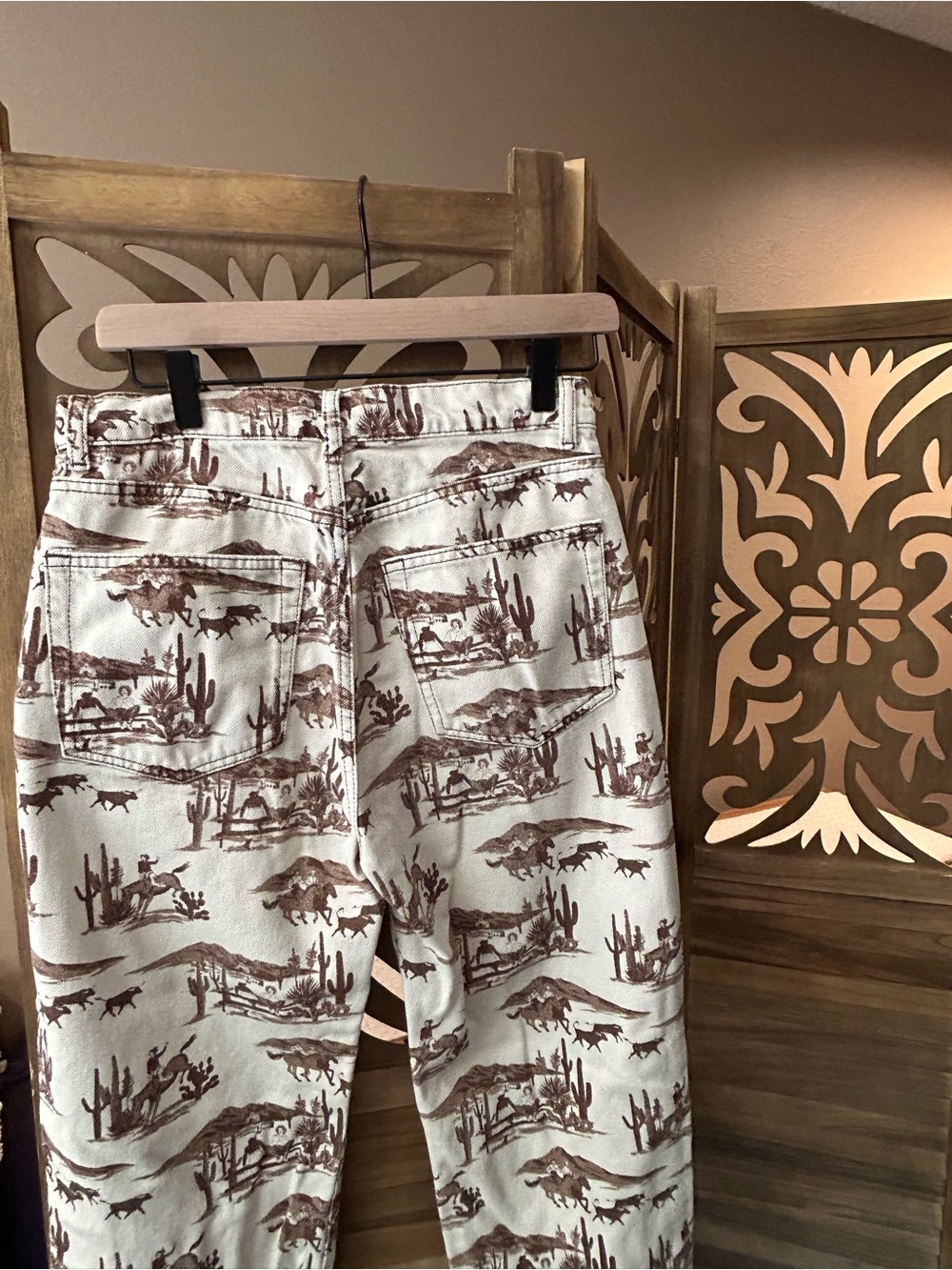 Reformation Sonora High Rise Straight Leg Jeans Cowboy Desert Sands Print - Picture 7 of 8